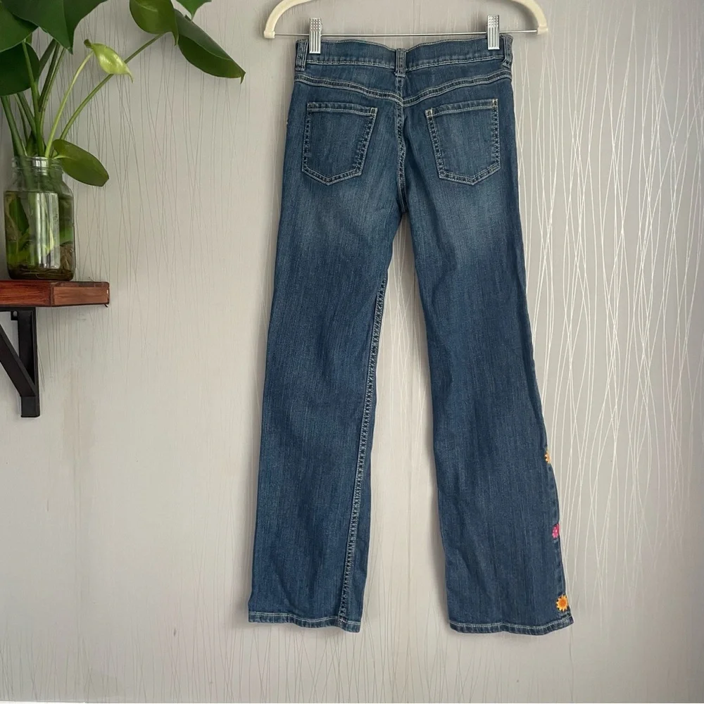Gymboree Flower Jeans Girls Size 12 Embroidered Floral Bootcut Denim Pants